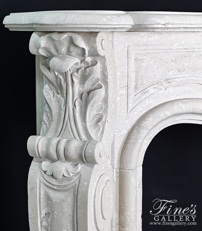 Marble Fireplaces  - French Louis X Perlato Royal Italian Marble Fireplace Mantel - MFP-2271